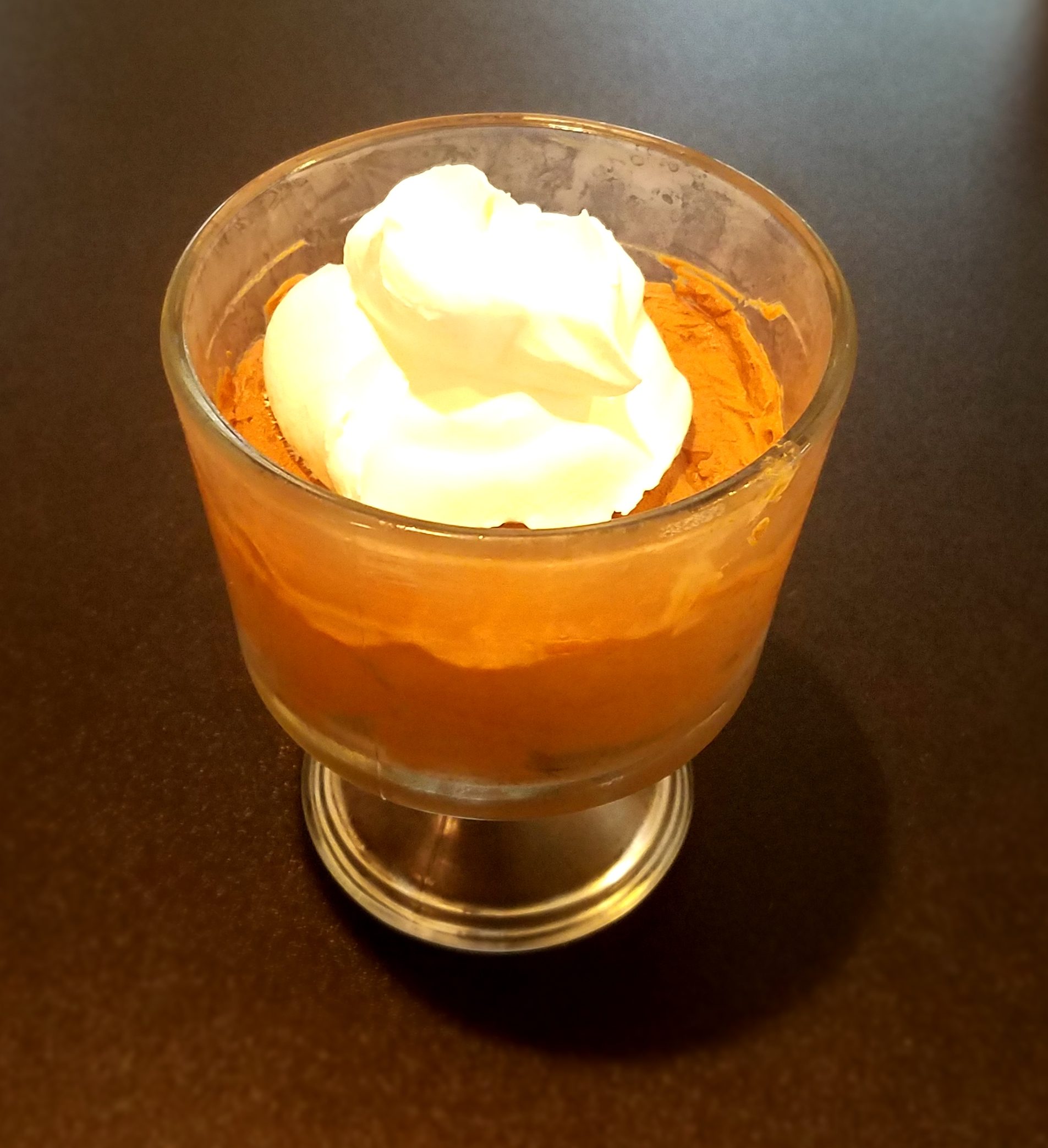 espresso chocolate mousse with whipped cream