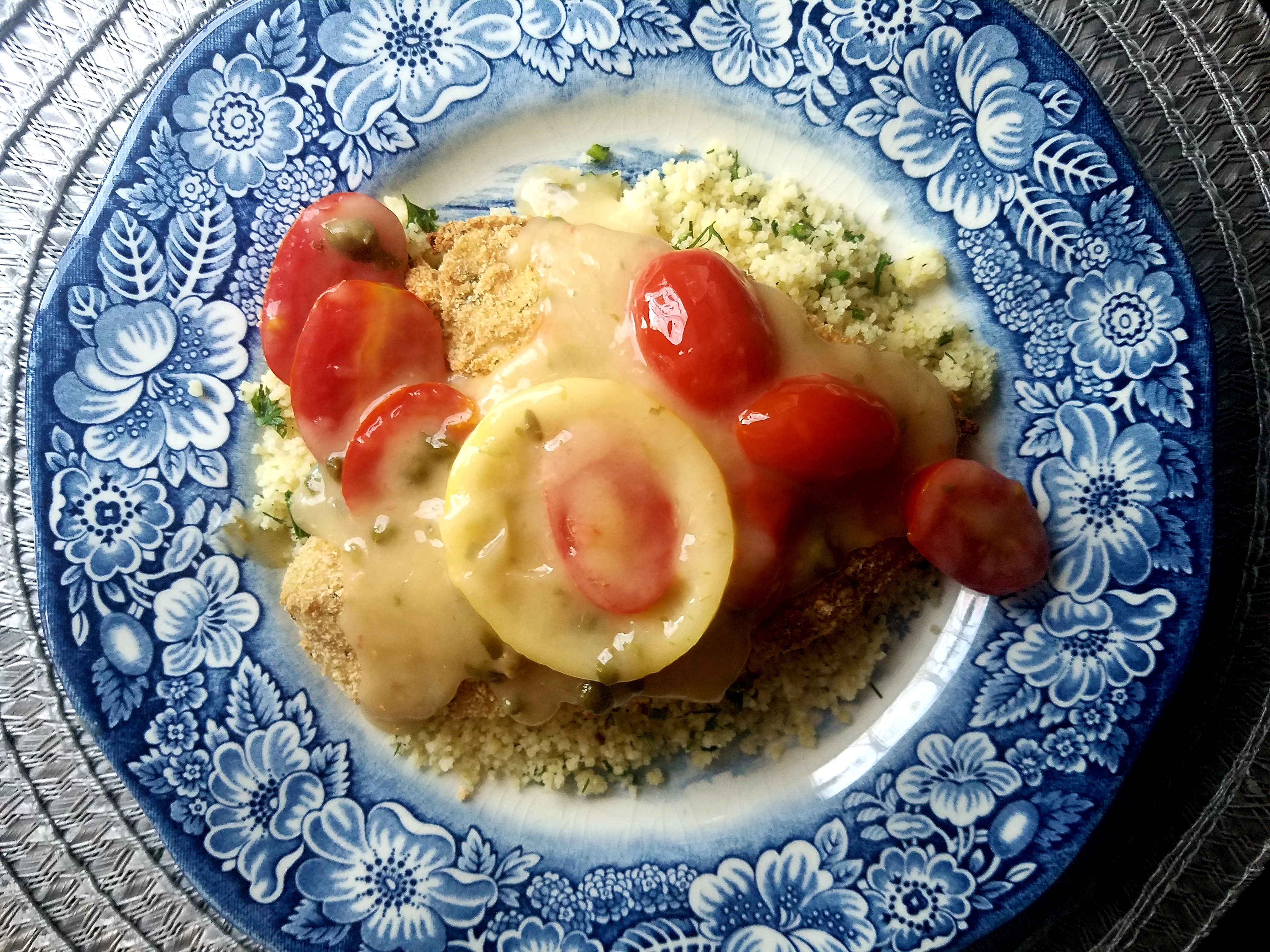 Lemon Piccata Flounder with Herbed Couscous