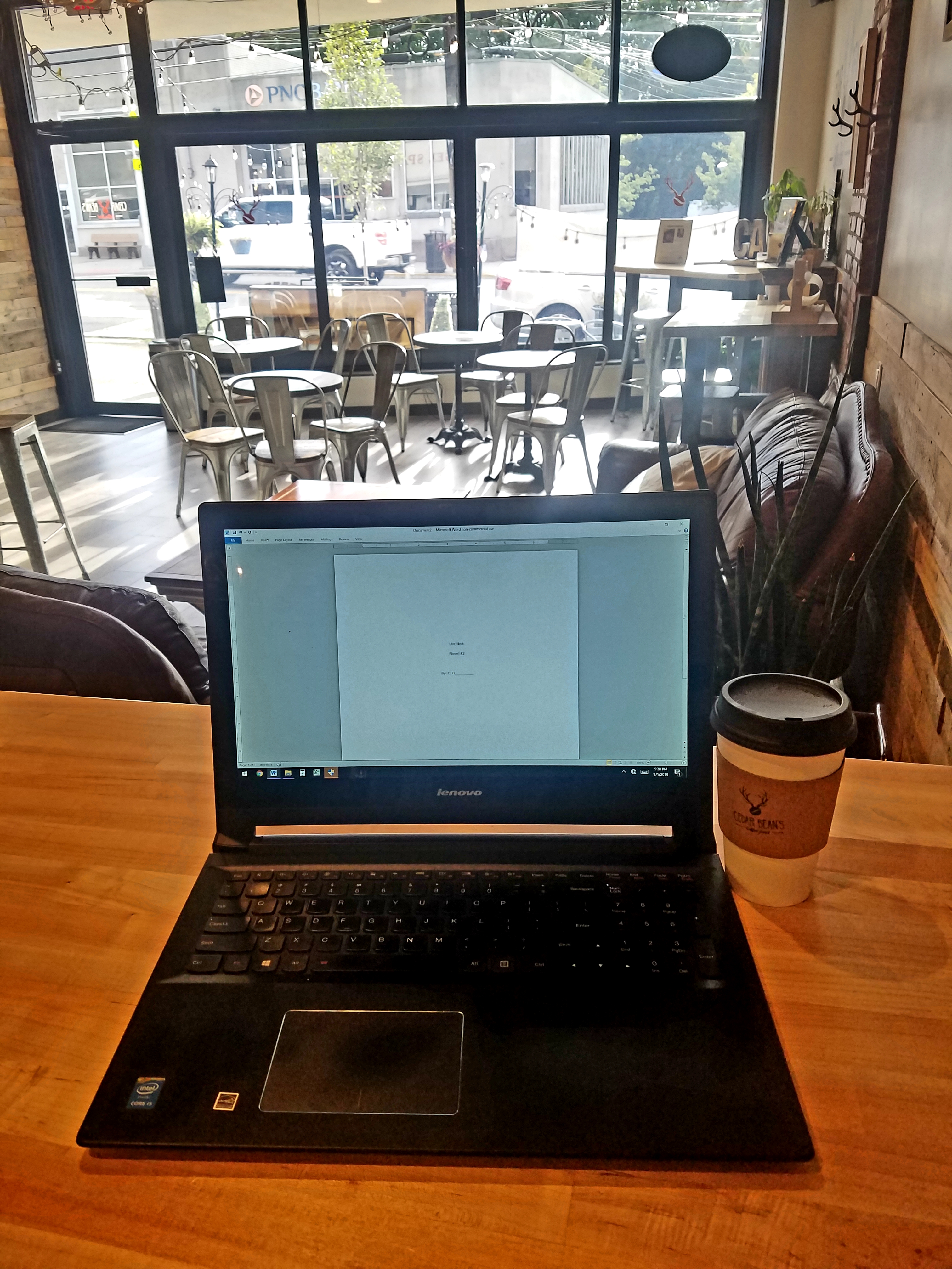 Writer in a coffee shop