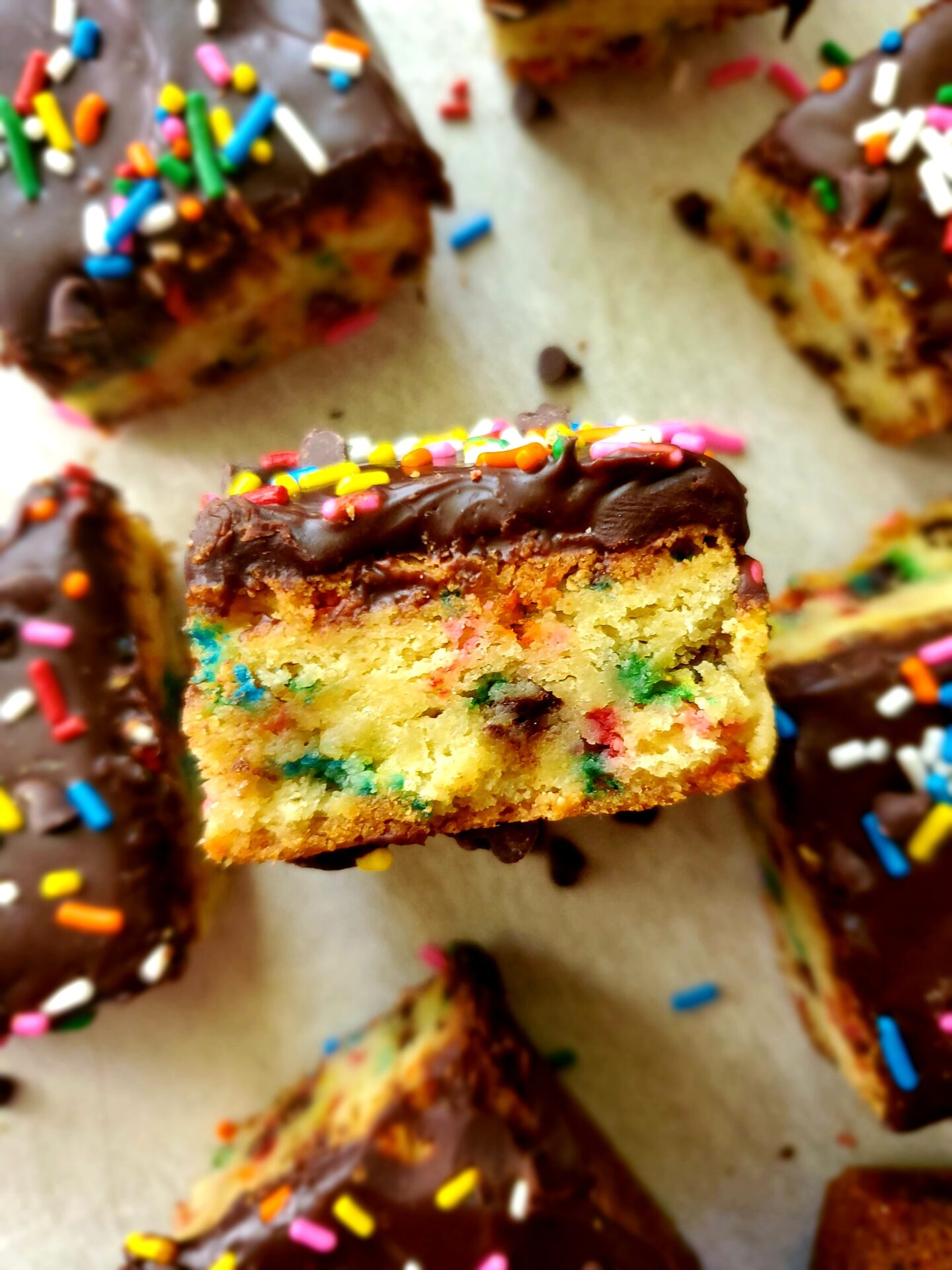 Chocolate Chip Confetti Blondies