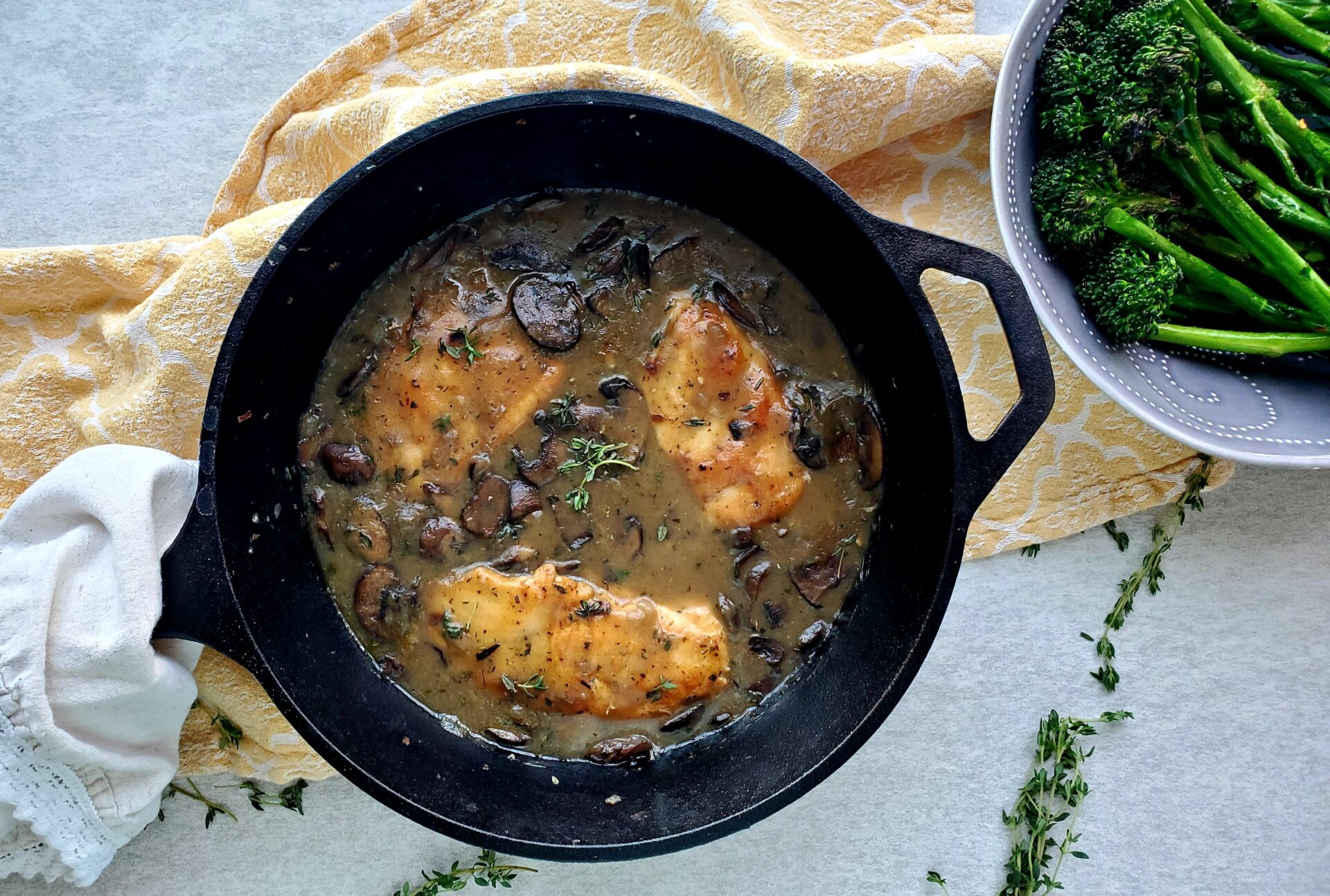 Smothered Chicken and Broiled Broccolini (Recipe Inspired by MEG & JO)