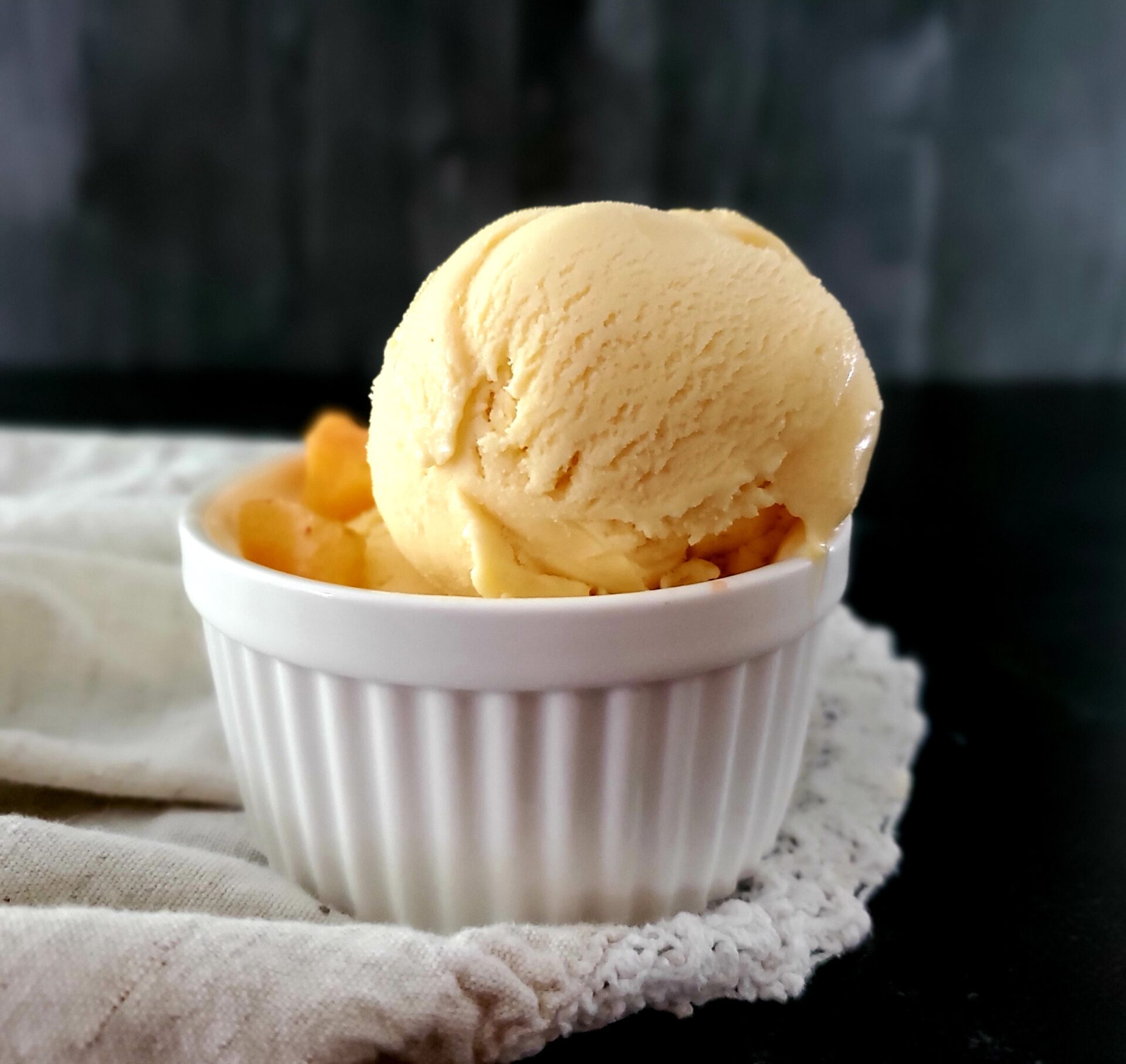 Peach Ice Cream in a dish