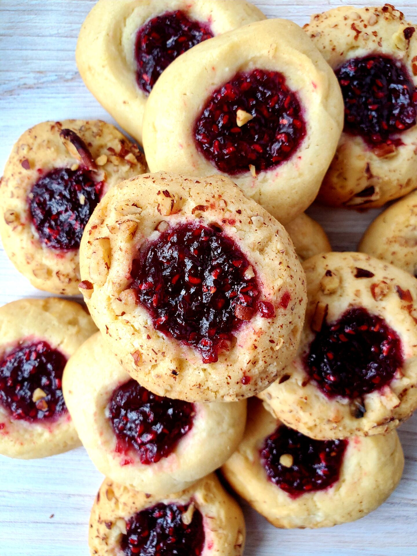 pile of jam thumbprint cookies