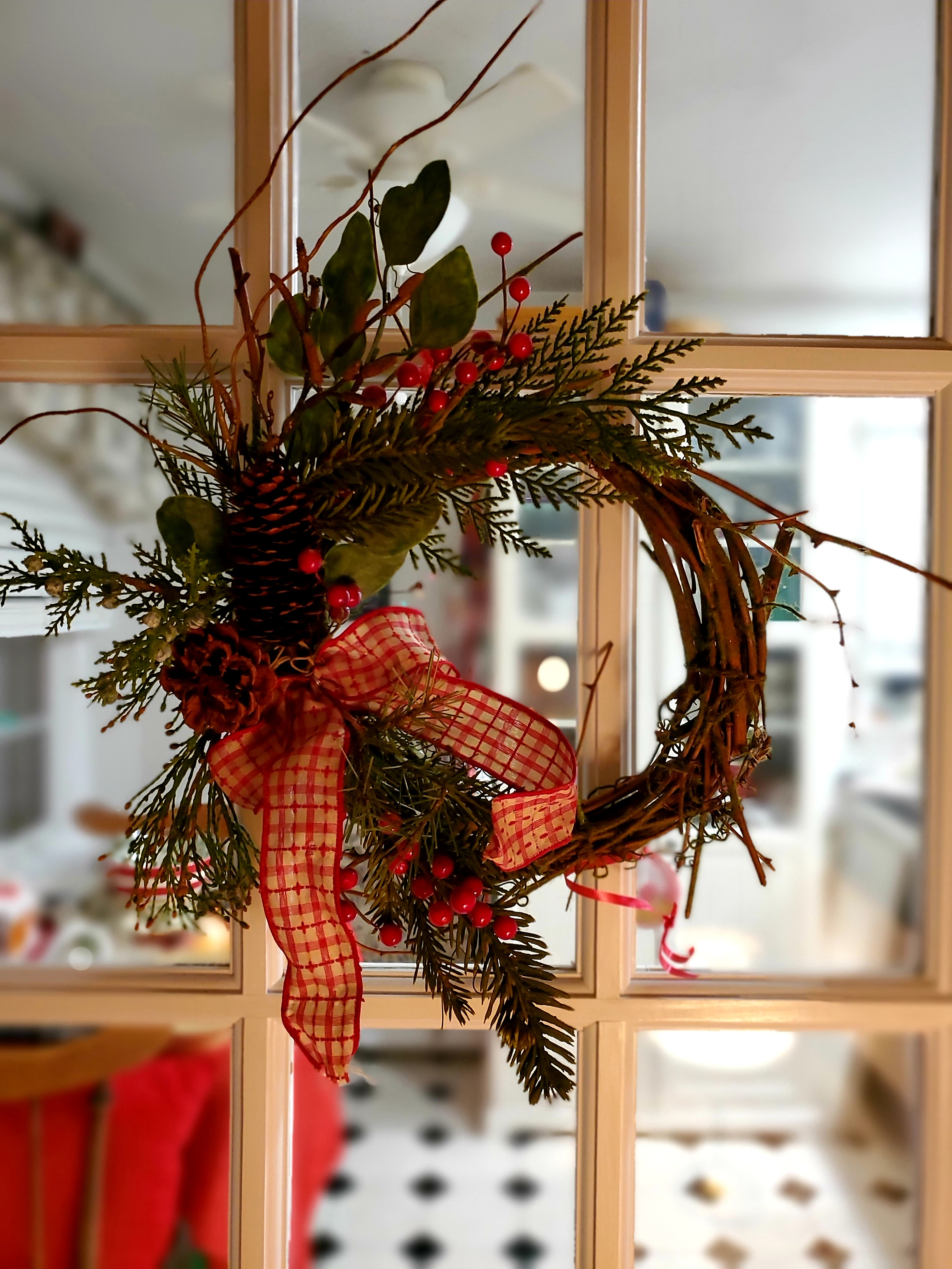 holiday wreath on door