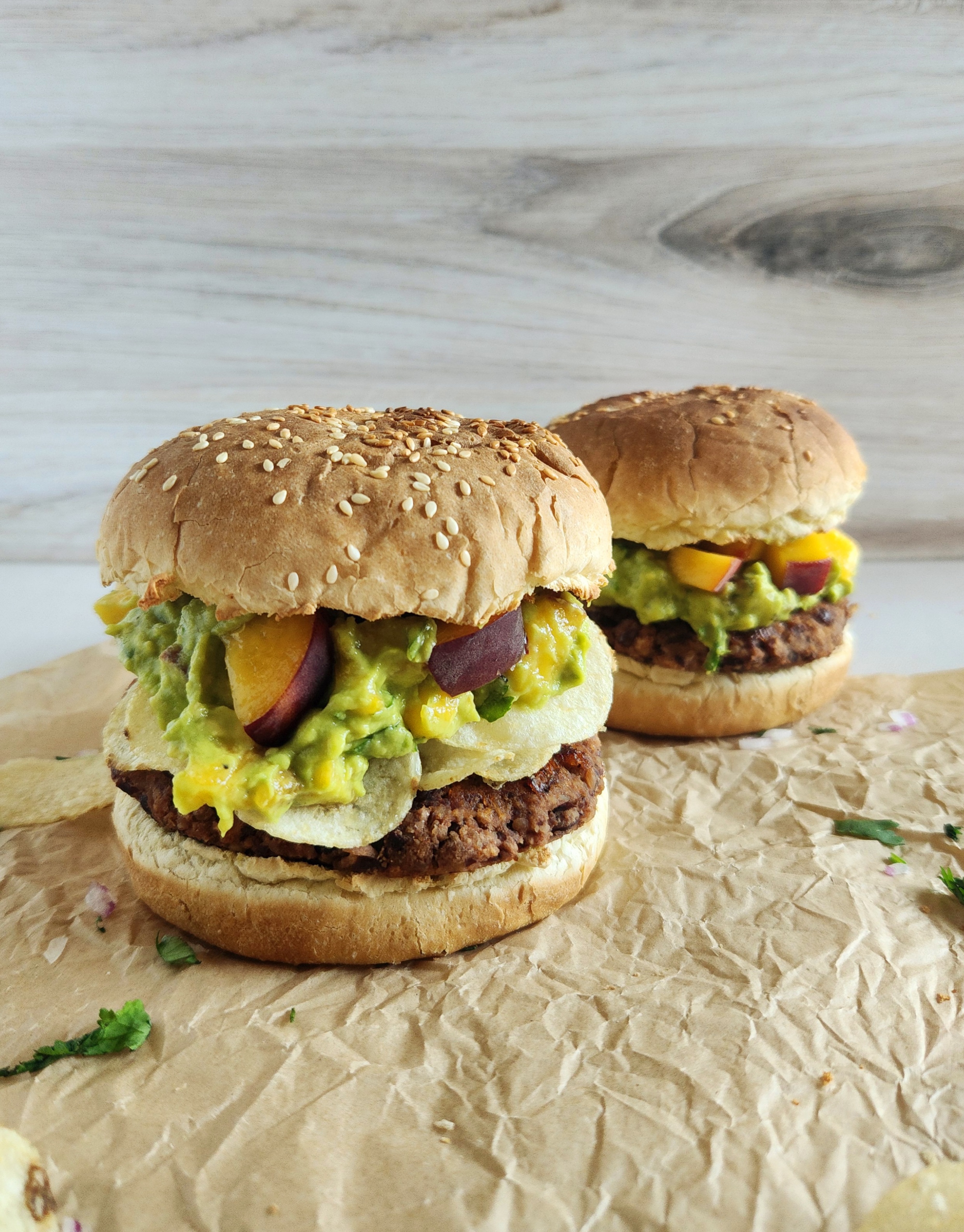 Quick and Easy Black Bean Burgers with Peach Guacamole (Recipe Inspired by BEST SERVED HOT)