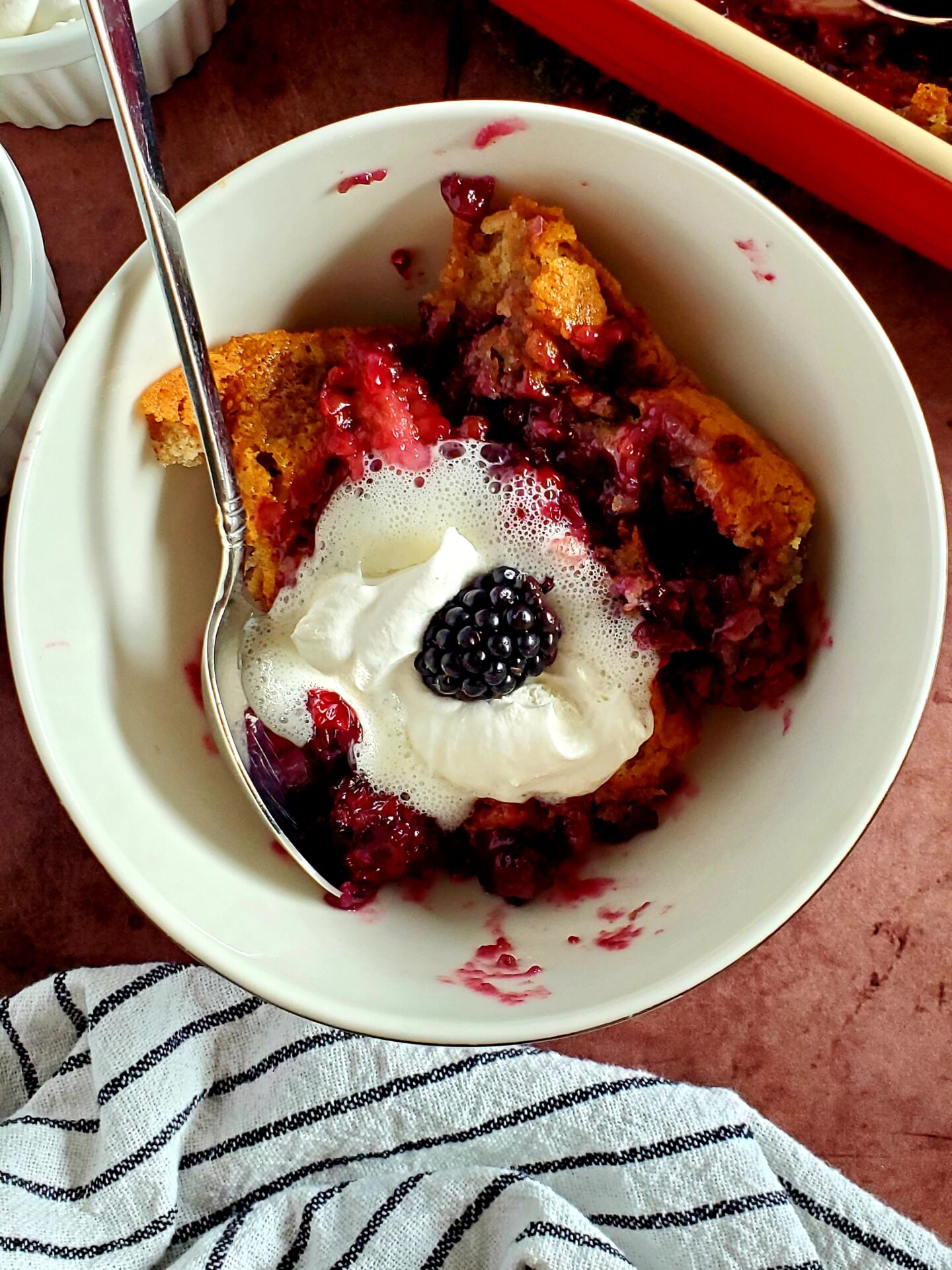 bowl of fruit cobbler