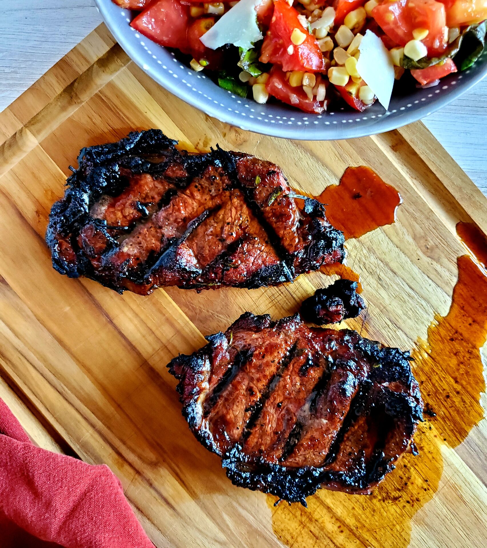 Rosemary Balsamic Steak and Tomato Corn Salad