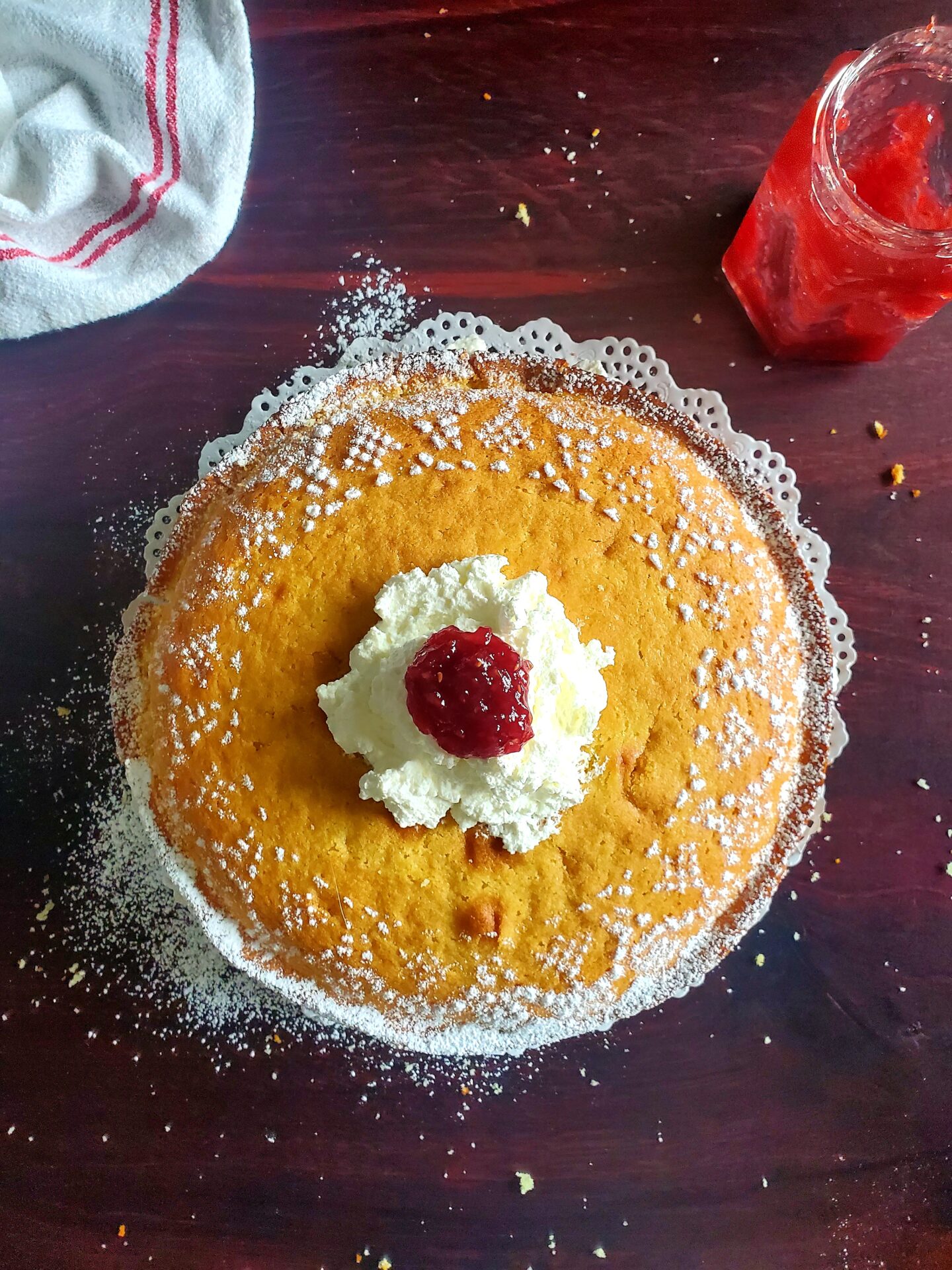 Victoria Sponge Cake with Raspberry Jam and Whipped Cream