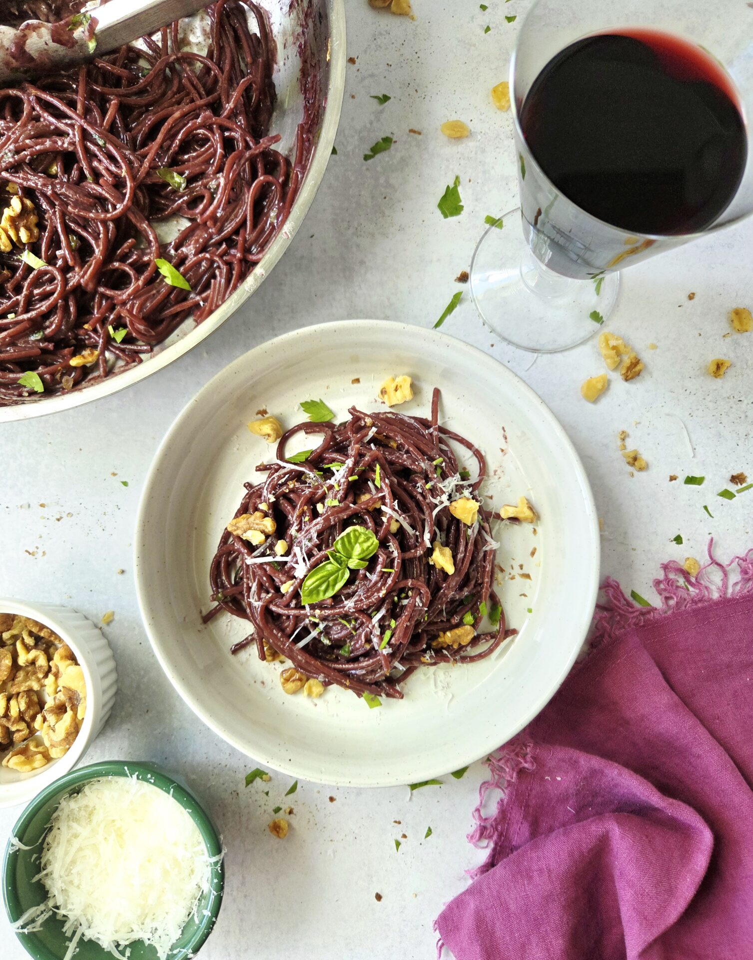 One Pot Red Wine Pasta (Recipe Inspired by BETWEEN THE DEVIL AND THE DEEP BLUE SEA)